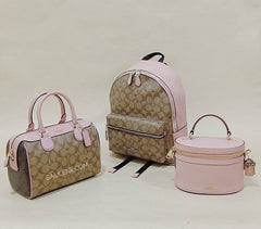 Coach F32200 Charlie Backpack In Signature Canvas Khaki Petal