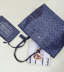 Coach F58293 Signature Reversible Pvc City Tote Denim Midnight