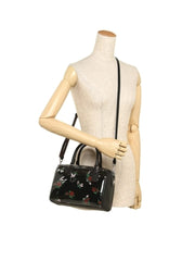 Coach F25856 Mini Bennett Satchel  With Cross Stitch Floral Print Silver / Black Multi