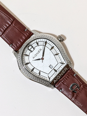 Aigner Bergamo A137102 White Dial Leather Strap Watch