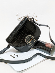 Aigner Pina Croco Crossbody Black