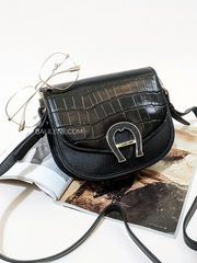 Aigner Pina Croco Crossbody Black