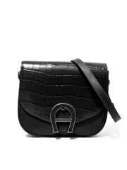 Aigner Pina Croco Crossbody Black