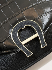 Aigner Pina Croco Crossbody Black