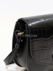 Aigner Pina Croco Crossbody Black