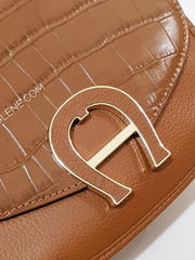 Aigner Pina Croco Crossbody Cognac Brown