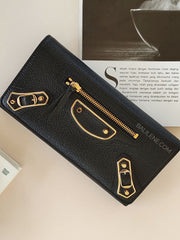 Balenciaga 390184 Classic Metallic Edge Manny Black Long Wallet