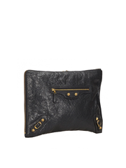 Balenciaga Clip Clutch In Black Gold Hardware