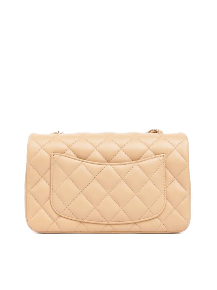 Chanel Mini Rectangular Lambskin Light Beige