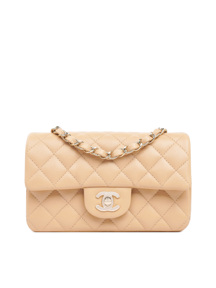 Chanel Mini Rectangular Lambskin Light Beige – Balilene