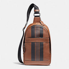 Coach F72226 Charles Pack Varsity Leather Dark Saddle Black Mahogany