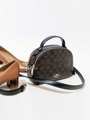 Coach 1591 Serena Satchel In Signature Canvas Brown Black