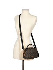 Coach 1591 Serena Satchel In Signature Canvas Brown Black