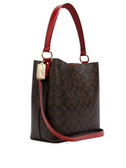 Coach 2312 Small Town Bucket Bag In Signature Canvas Brown 1941 Red