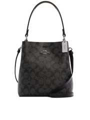Coach 2312 Small Town Bucket Bag In Signature Canvas Silver Graphite Wine Black
