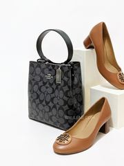 Coach 2312 Small Town Bucket Bag In Signature Canvas Silver Graphite Wine Black