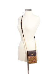 Coach 2616 Rachel Phone Crossbody In Signature Canvas With Butterfly Print Khaki Pink Multi