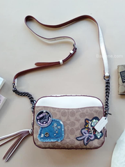 Coach 30245 Camera Bag Patches In Signature Tan Chalk