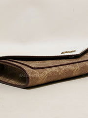 Coach 31547 Soft Wallet In Colorblock Signature Canvas Tan Chalk