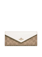 Coach 31547 Soft Wallet In Colorblock Signature Canvas Tan Chalk