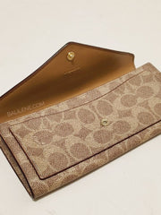 Coach 31547 Soft Wallet In Colorblock Signature Canvas Tan Chalk