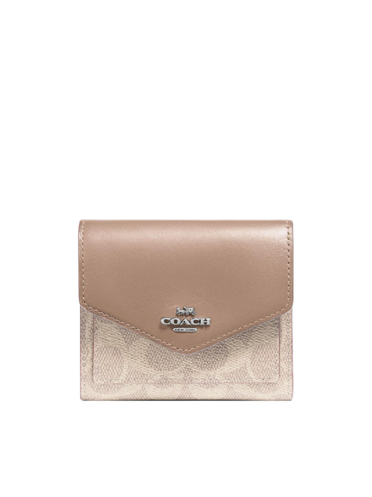 Coach Small Wallet In Colorblock Signature Canvas Sand Taupe