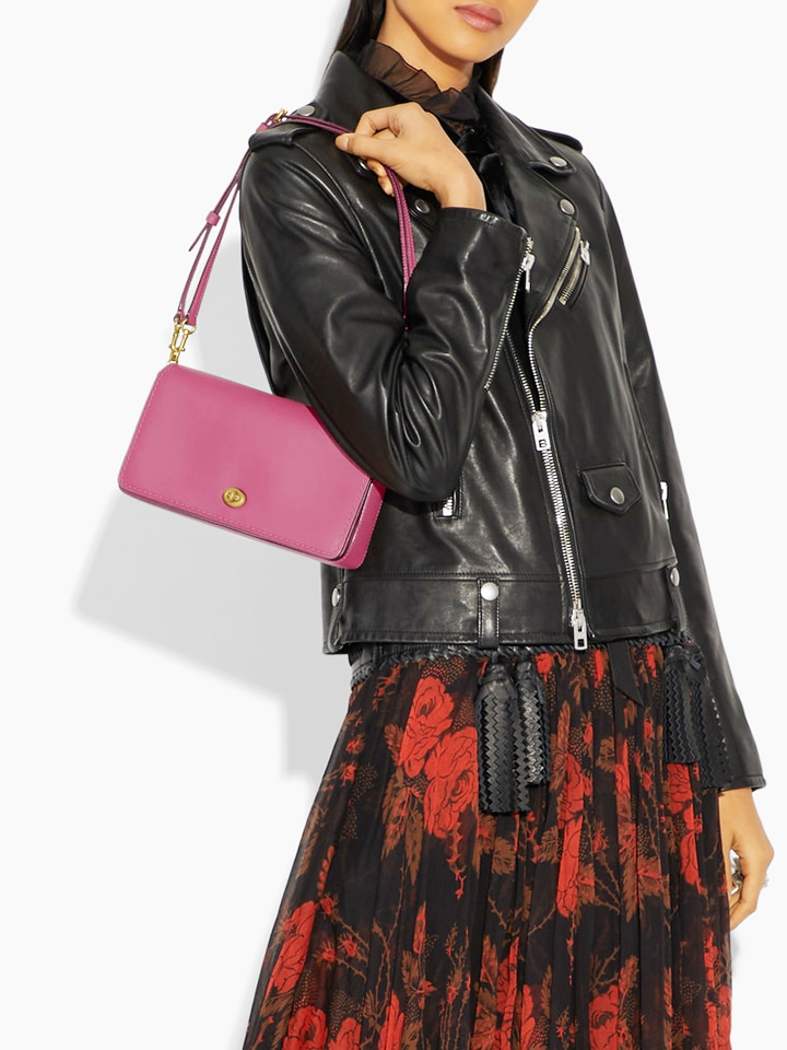 Coach 37296 Dinky Glovetanned leather In Colorblock Dusty Pink Balilene
