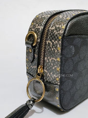 Coach 39684 Camera Bag Signature Charcol Multi Graphite