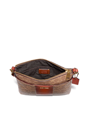 Coach Kitt Messenger Crossbody In Colorblock Signature Canvas Tan Rust