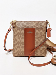 Coach Kitt Messenger Crossbody In Colorblock Signature Canvas Tan Rust