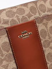 Coach Kitt Messenger Crossbody In Colorblock Signature Canvas Tan Rust