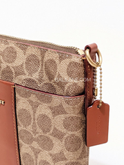Coach Kitt Messenger Crossbody In Colorblock Signature Canvas Tan Rust
