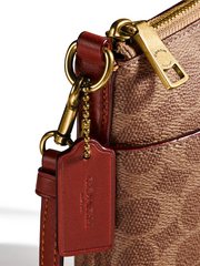 Coach Kitt Messenger Crossbody In Colorblock Signature Canvas Tan Rust