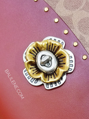 Coach 53349 Parker Top Handle In Signature Canvas With Rivets Tan Black