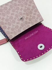 Coach 53349 Parker Top Handle In Signature Canvas With Rivets Tan Black