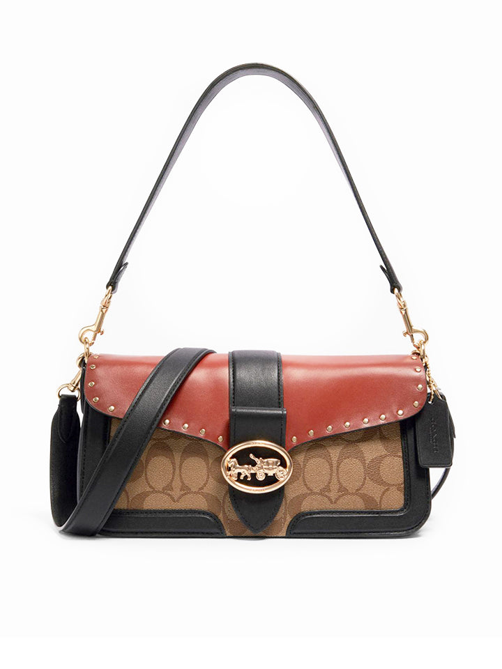 Coach Georgie Shoulder Bag In Colorblock Signature Canvas With