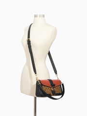 Coach Georgie Shoulder Bag In Colorblock Signature Canvas With Rivets Khaki