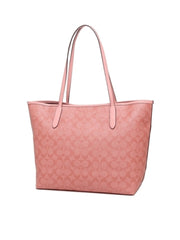 Coach City Tote In Signature Canvas Candy Pink