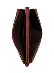 Coach 6644 Double Zip Wallet Pebble Leather Vintage Mauve