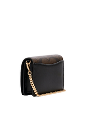 Coach 6650 Mini Wallet On Chain In Signature Canvas Brown Black