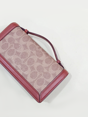 Coach 68312 Riley Chain Clutch In Colorblock Signature Canvas Tan Rust