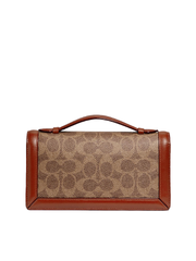 Coach 68312 Riley Chain Clutch In Colorblock Signature Canvas Tan Rust