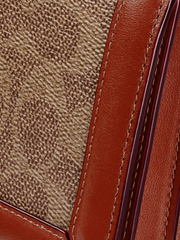 Coach 68312 Riley Chain Clutch In Colorblock Signature Canvas Tan Rust