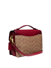 Coach 68349 Cassie Crossbody In Signature Canvas Tan Deep Red