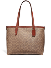 Coach 69422 Central Tote With Zip In Signature Canvas Tan Rust