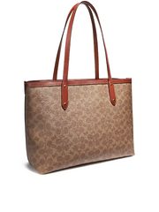 Coach 69422 Central Tote With Zip In Signature Canvas Tan Rust