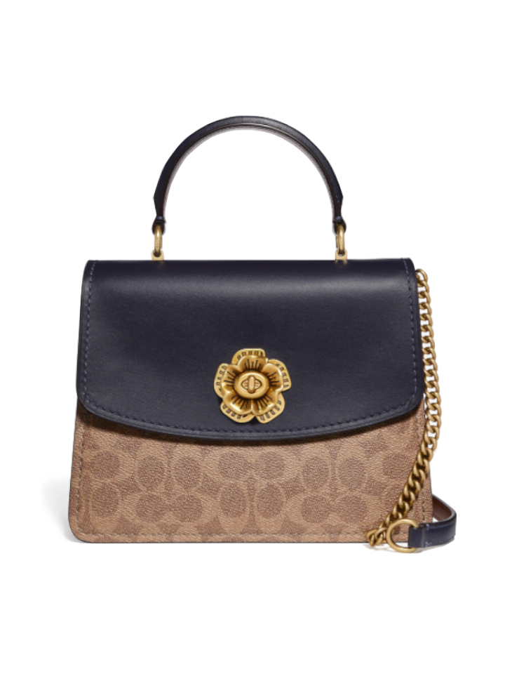 Coach-69590-Parker-Top-Handle-In-Colorblock-Signature-Canvas-Tan-Ink-Light-Peach-Balilene-depan