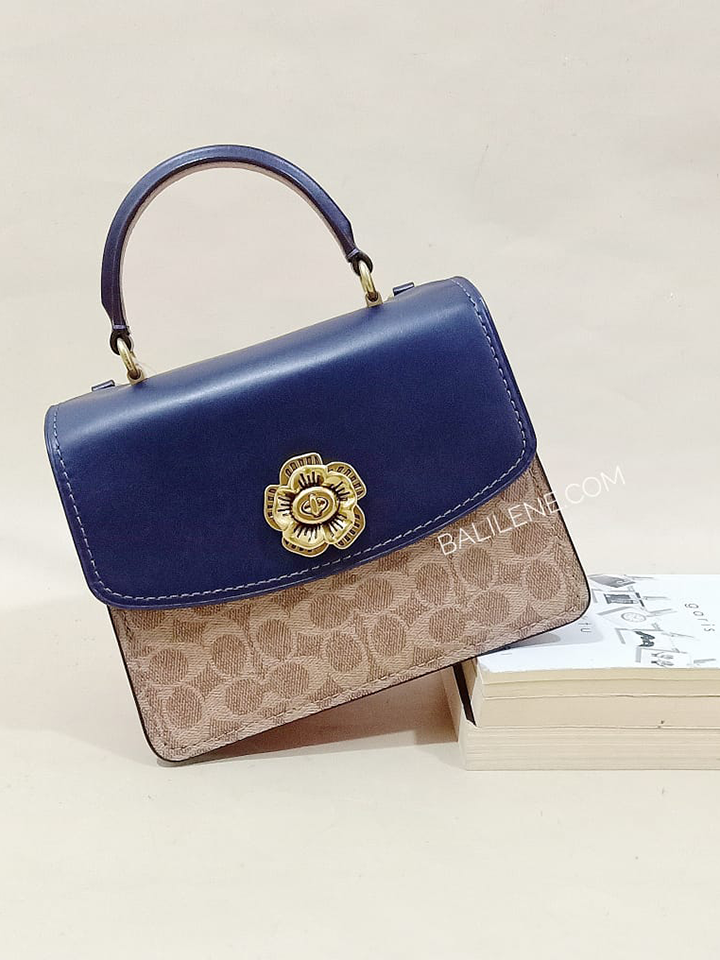 Coach-69590-Parker-Top-Handle-In-Colorblock-Signature-Canvas-Tan-Ink-Light-Peach-Balilene-detail-depan1