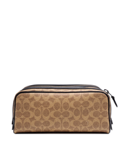 Coach-70071-Double-Zip-Dopp-Kit-In-Signature-Canvas-Khaki-Black-Balilene-belakang