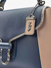 Coach 701 Courir Carryal In Colorblok Leather With Snakeskin Pawter/Denim Multi